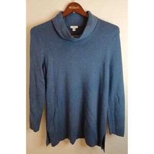 J. Jill Turtleneck Sweater Womens M Blue Pullover Cable Knit Ribbed Longsleeve